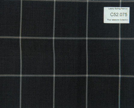 C52.075 Kevinlli Four Season Colletion - Vải 50% Wool - Đen Caro trắng
